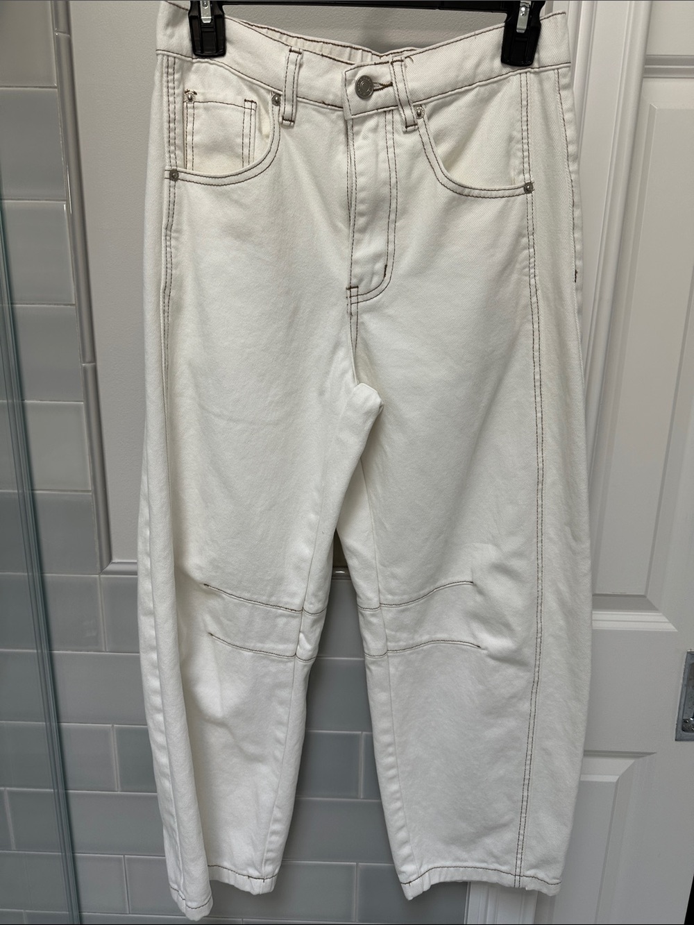 Women's off white Ankle Jeans with Contrast Stitch Sz Small great jeans